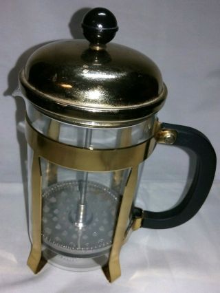 Vintage Pyrex Gold Tone French Coffee Press 32oz - 4 Cups 9.  5 " X 4 " Vgc Usa