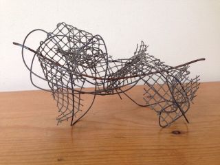 Vtg Small Mid Century Brutalist Outsider Art Abstract Wire Metal Sculpture 7 "