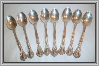 Birks Gorham 1940s Sterling Chantilly - Set Of 8 - 4.  25 " Demitasse Spoons Nr 1