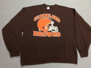 Vintage 80s Cleveland Browns Football Helmet Trench 50/50 Sweatshirt Adult Xl