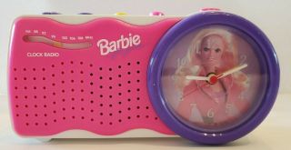 Rare Barbie Clock Radio With Lighted Clock Face Mattel Be - 300 90s © 1995 Pink