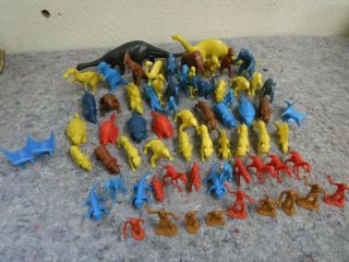 Large Mixed Group Of Vintage Plastic Dinosaur Toys