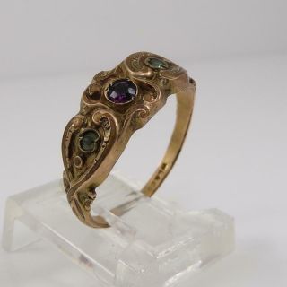 Vtg Antique Victorian Gold Filled Purple Amethyst Paste Stone Ring Sz 7 QYE4 2