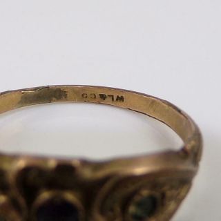 Vtg Antique Victorian Gold Filled Purple Amethyst Paste Stone Ring Sz 7 QYE4 3