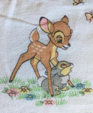 Rare Vintage Bambi Baby Blanket Disney Collectible Thumper Flower Squirrel Birds