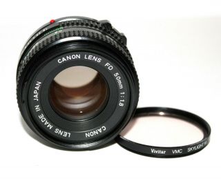 Canon Fd 50mm F/1.  8 Prime Lens - Fd Mount - Great Vintage,