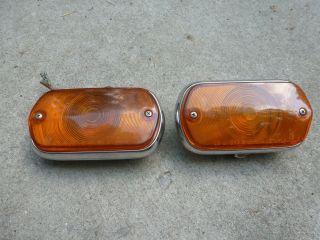 Vintage Pair Amber Chrome Fog Lights Lamps Stanley Hm - 1lp - S Datsun Toyota Japan