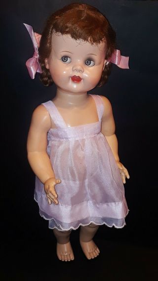 Vintage Ideal 1950s,  22 inch,  Saucy Walker Doll in Handmade Dress 2
