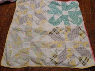 Adorable Vintage Mommy Made Doll Quilt 20x20 Patchwork