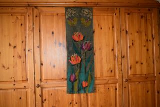 Vintage Mid - Century Swedish Wall Hanging Tapestry Signed M.  Buchler Birds