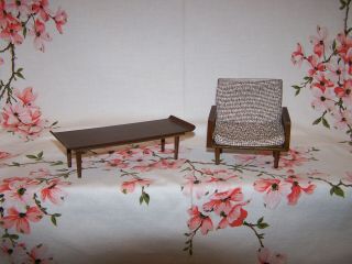 Vintage Mattel Mid Century Modern Chair And Coffee Table Near Barbie Sized