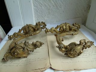 French A 19th Century Antique Gold Bronze Curtain Tiebacks Gorgeous