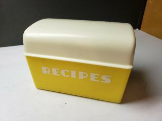 Vintage Lustroware 1950s Yellow And White Kitchen Hard Plastic Recipe Box