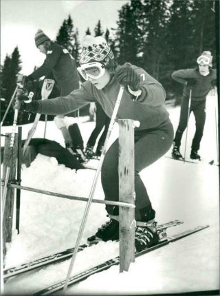 Vintage Photograph Of Britta Rehnström Is Training Starts At Järpen 