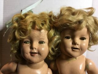 2 Vintage Distressed Ideal 1930’s Shirley Temple Composition Doll Teeth Sleepy