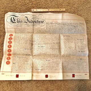1896 English Indenture Legal Document Antique Manuscript Vellum Stamped Wax Seal