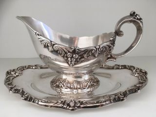 Reed & Barton Vintage King Francis Silverplate Gravy Sauce Boat & Underplate