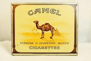 Vintage Camel Cigarettes Flat 50 Turkish & Domestic Blend Tobacco Tin