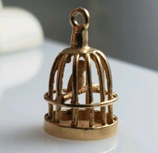 Vintage Antique 9k Gold Birdcage Bird Charm Henry Griffith & Sons
