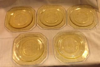 Vintage Federal Amber Madrid Depression Glass Set Of 5 6 " Bread & Butter Plates