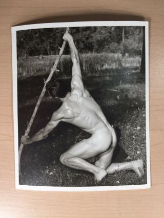 Vintage Male Nude,  Studio Pose,  Posing Strap Era,  Physique Photo,  4x5