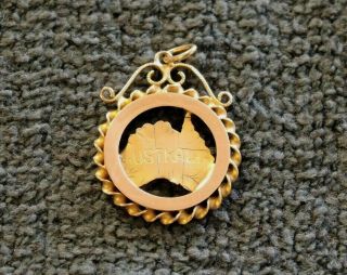 Antique Rose & Yellow 9ct Gold Australia Map Pendant Stamped For Aronson 1.  8gms