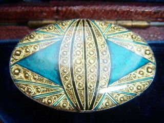 Vintage Jewellery Art Deco Pierre Bex Style Turquoise Enamel Geometric Brooch