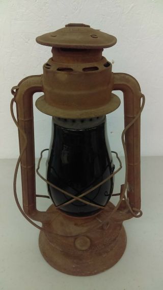 Vintage Dietz No.  2 Blizzard Lantern With Red Globe 1914 Patd Date Railroad Barn