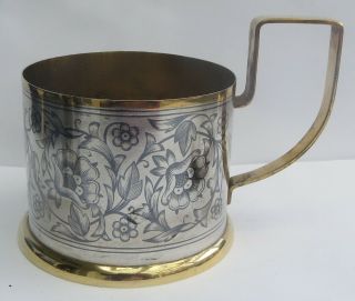 Fine Antique Russian Silver Gilt And Niello Cup Holder