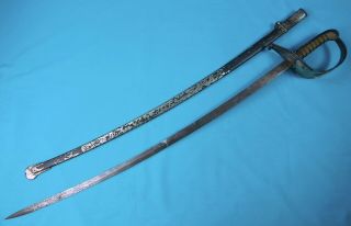 Spanish Spain Antique WW1 Officer ' s Sword w/ Scabbard 2