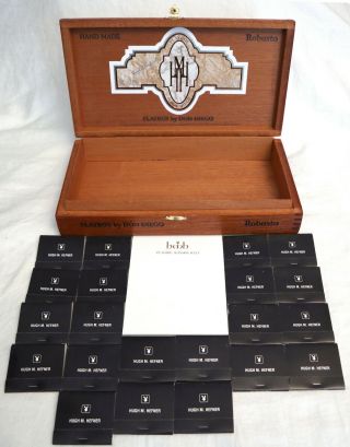Playboy Don Diego Robusto Cigar Wood Box With Hugh Hefner Matches & Stationary