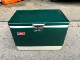 Vintage Coleman Green Metal Ice Chest Cooler,  18 " X 11 " X 13 "