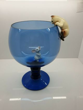 Vintage Retro Cat And Mouse In Brandy Glass Kitsch 60s 70s 99p