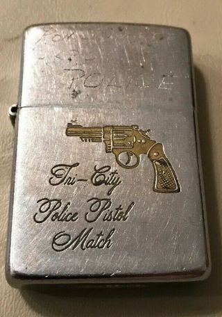 Zippo Tri - City Police Pistol Match Lighter 1950’s Pat.  2517191 Insert