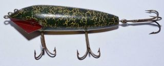 Vtg.  Heddon Deep Dive Wiggler Wood Fishing Lure - Fancy Green Back - 4 " Body
