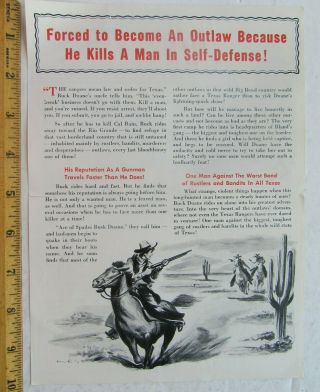 Zane Grey Promotional Book Flyer For The Lone Star Ranger 2