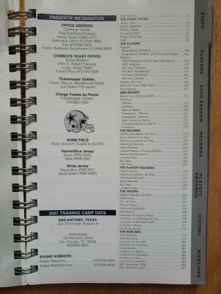 2007 Dallas Cowboys Press Media Guide Record Book 2