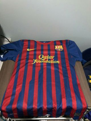Nike Authentic Fcb Barcelona Qatar Foundation Soccer Jersey Mens Small Number 10