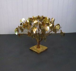 Vintage Mid Century Modern J.  E.  Tramel Gold Metal Leaf Wire Dream Tree W/ Label
