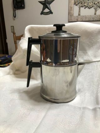 Vintage Lifetime Drip Omatic 18 - 8 Stainless Steel 4piece Coffee Pot Maker 10 Cup