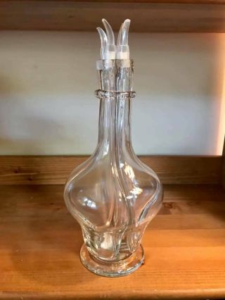 Vintage Blown Glass 4 Chamber Liquor Wine Decanter Bottle Made In France