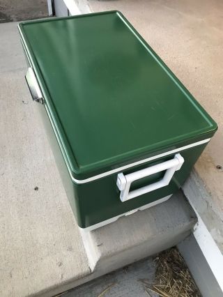 VINTAGE COLEMAN COOLER ICE CHEST GREEN METAL CAMPING COOLER 3