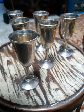 Set Of 6 International Sterling Silver Goblets P706 Wedding Wine Toast