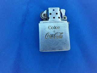 Vintage Rare 1950s Circ Coca Cola Zippo Lighter,  No Lid,  Missing Bottle