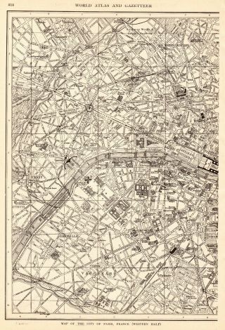 1928 Antique Paris Map Vintage City Map Of Paris France Gallery Wall Art 6391