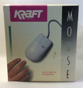 1988 Kraft Mouse For Ibm Pc - 9 Or 25 Pin Connector - Floppy Disk And User Guide