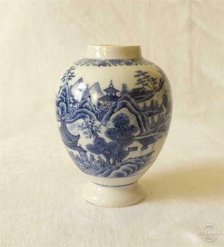 Antique 18th Century Blue And White Chinese Porcelain Tea Caddy C1760