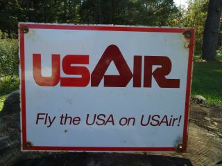 Old Vintage Us Air Airlines Airplane Porcelain Airport Aero Sign Usair