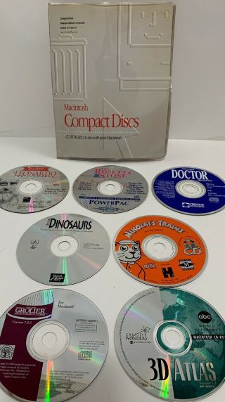 7 Vintage 1990’s Apple Macintosh Computer Software Cd’s In Compact Discs Booklet