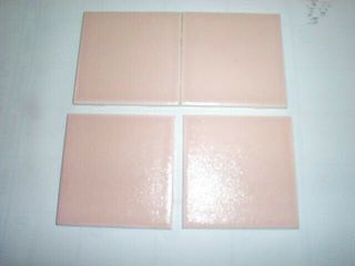 4 Vintage Pink Ceramic Porcelain Tiles Reclaimed 1959 Mid - Century 4 1/4 "
